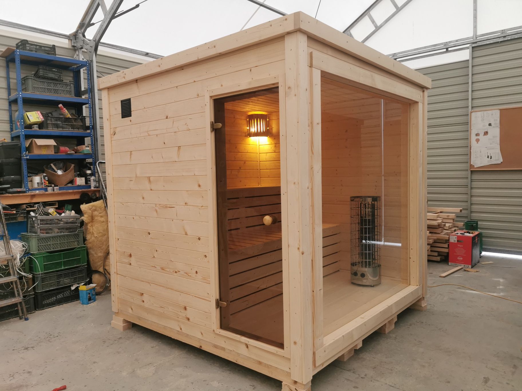 Sauna ogrodowa 2,3x2,3 Piec +cały komplet Gotowa  od ręki Okazja