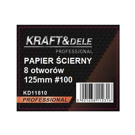 Papier ścierny z otworami 10szt. krążek na rzep 125mm P100 KD11810