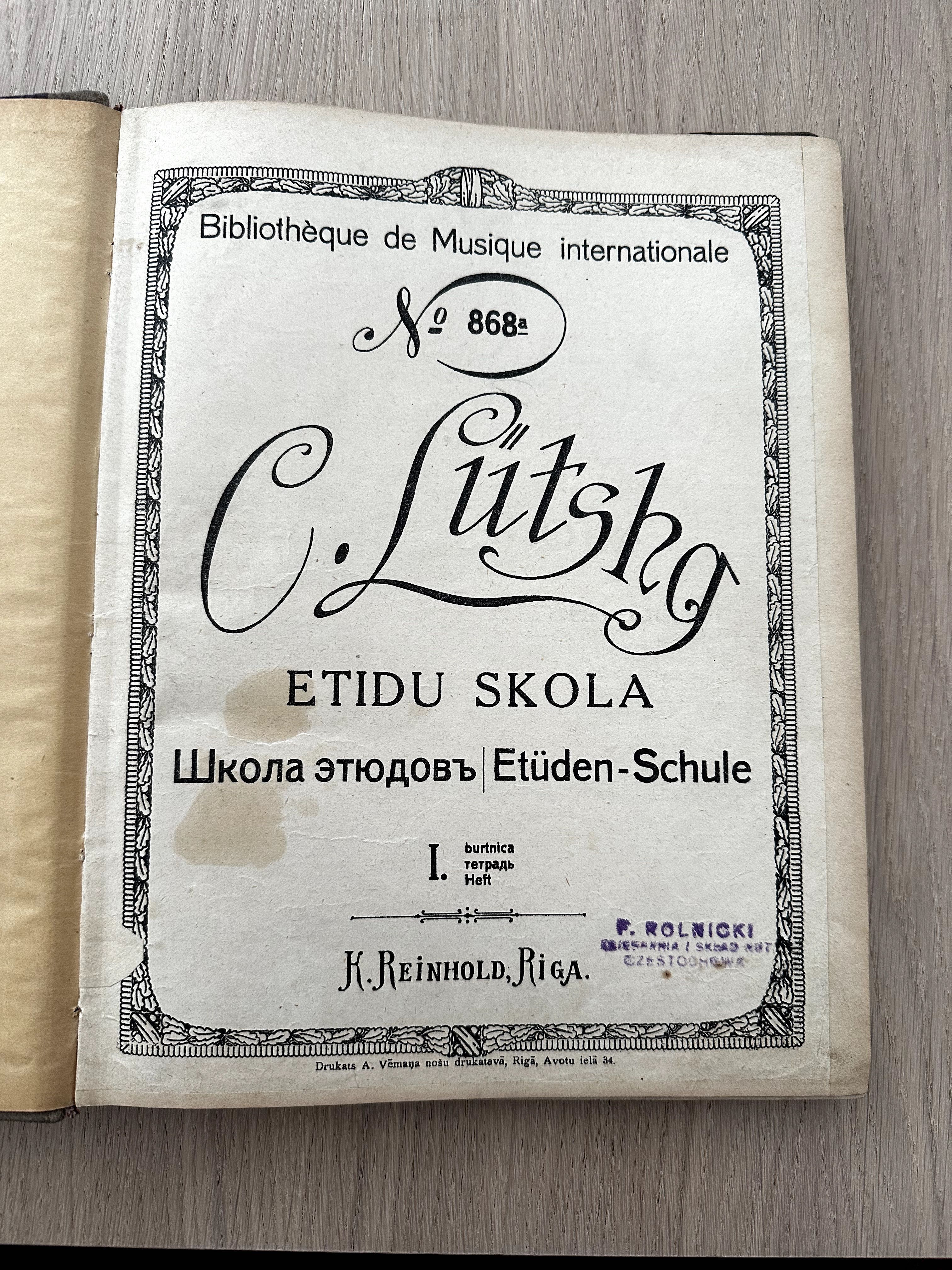 Zabytkowe nuty fortepianowe – Sonatiny i Etiudy – Ryga & Lipsk