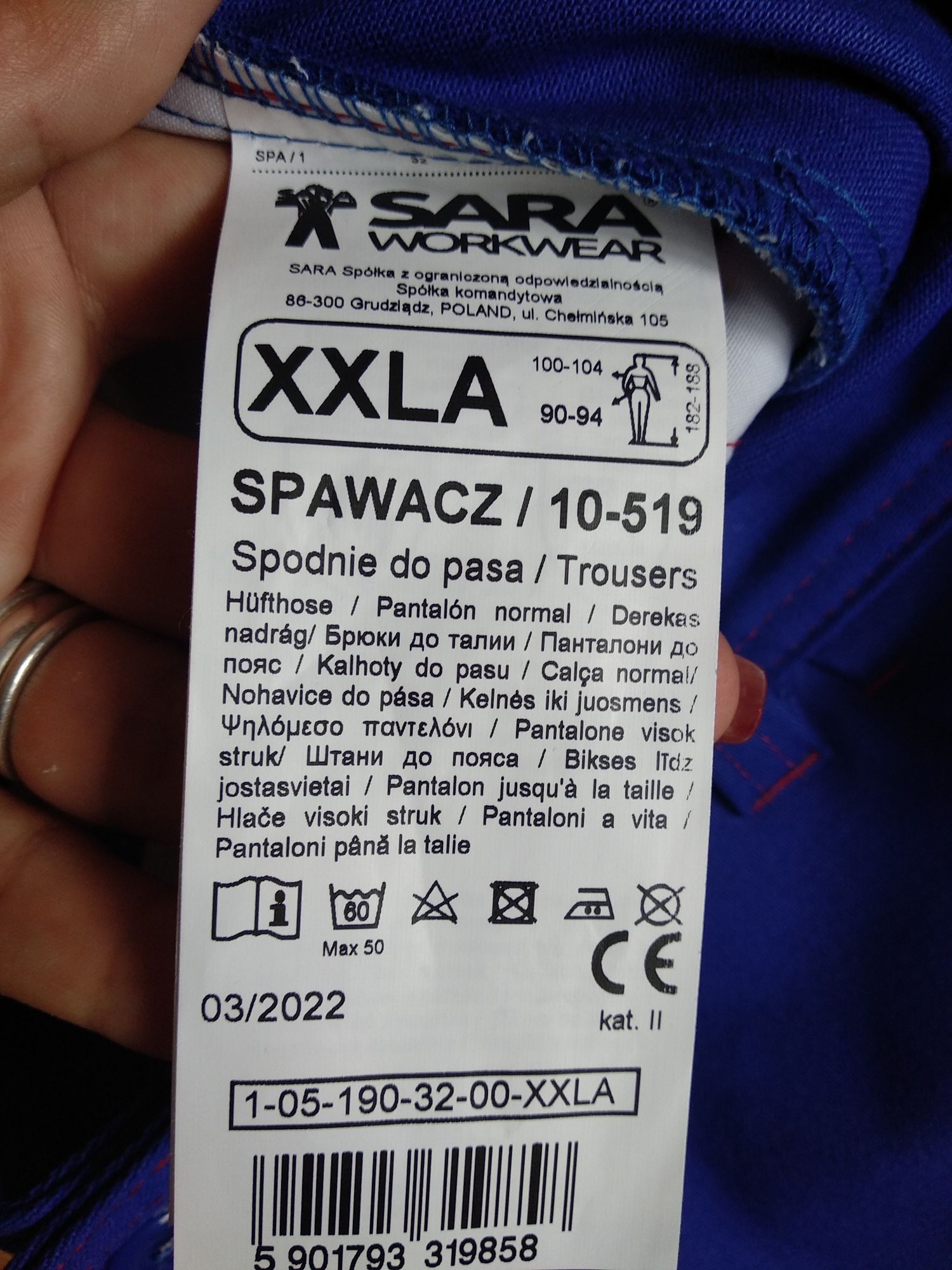 Spodnie robocze spawacz do pasa Sara workwear art. 10-519