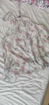 Zwiewna delikatna bluzka halter Mohito 38  M falbanka kwiaty