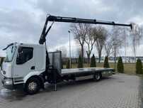 Renault Midlum 220 platforma + dźwig Hiab 077 Duo, 80 tys km