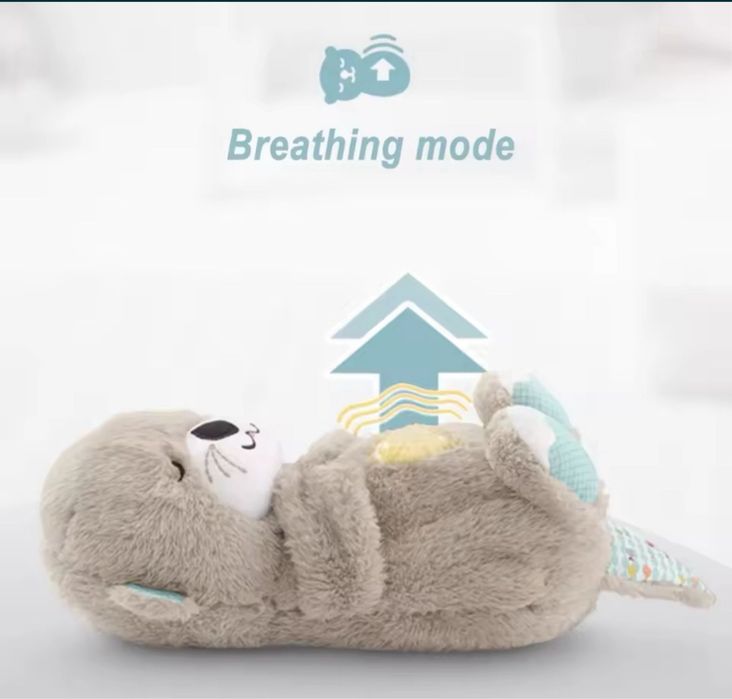 Мʼяка плюшева інтерактивна іграшка-нічник Дихаюча видра Выдра дышащая