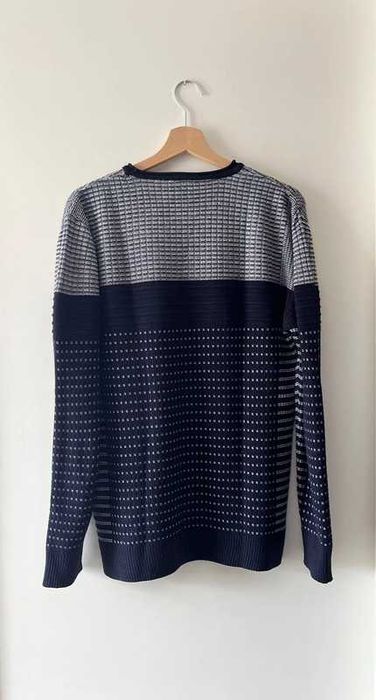 Granatowy biały sweter męski bawełna XL 42 RWX