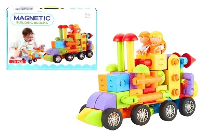 Дитячий магнітний конструктор 707-3 Потяг 73 деталі