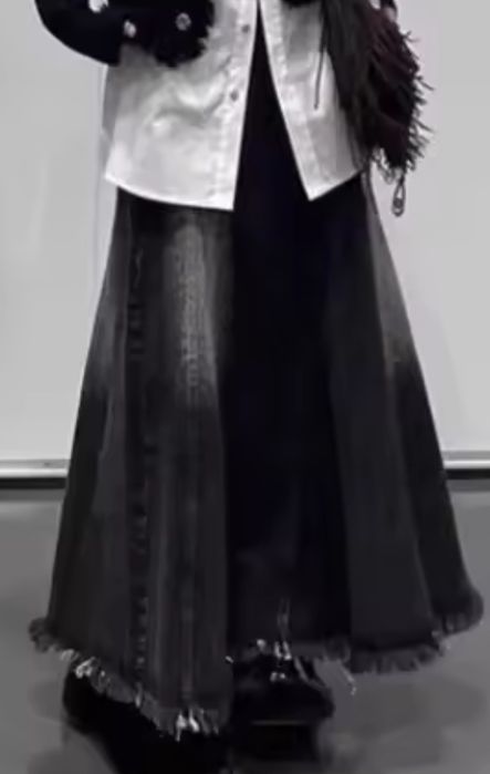 Джинсовая длинная юбка шестеклинка 48-52