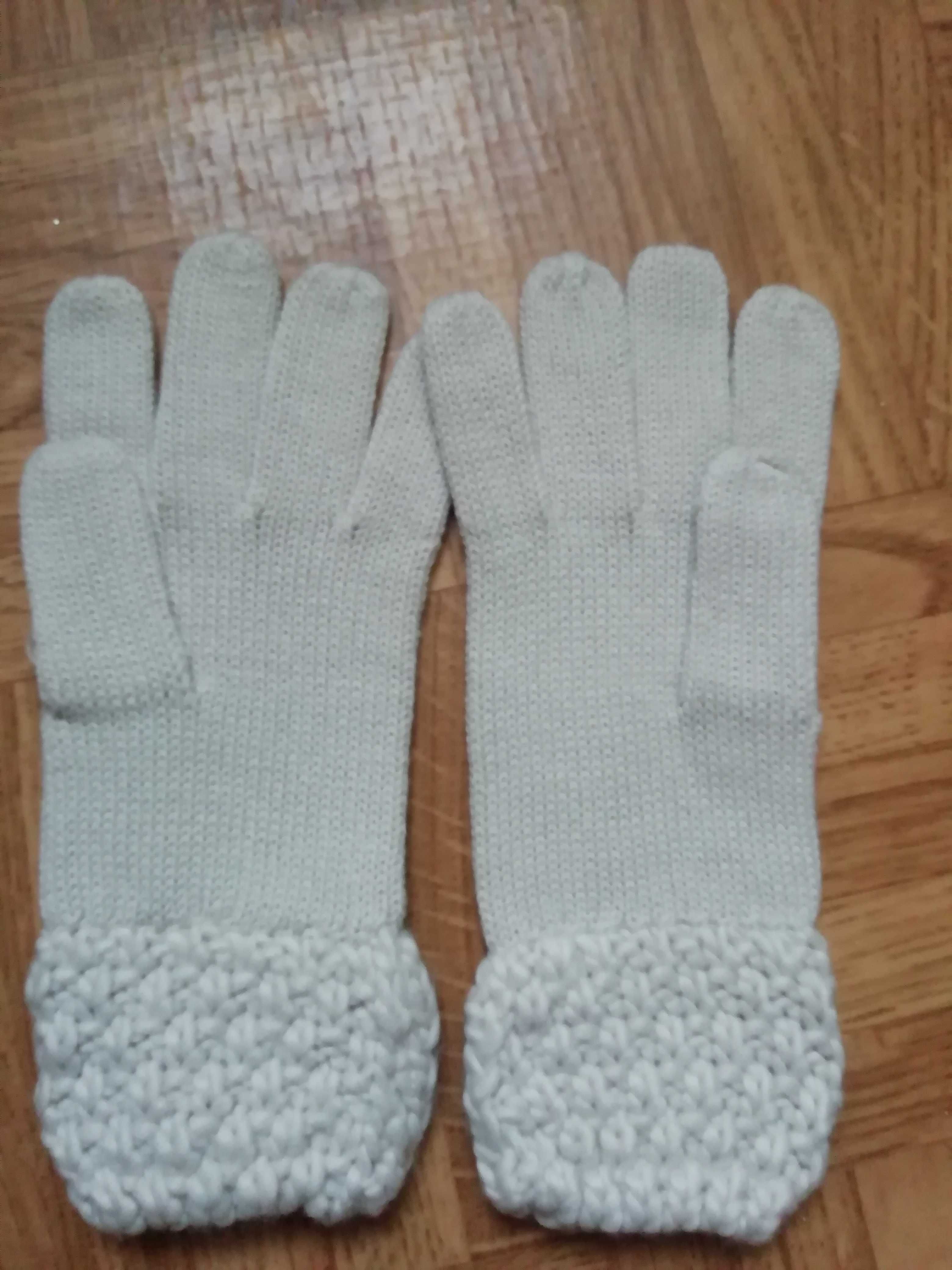rękawiczki z dzianiny kremowe