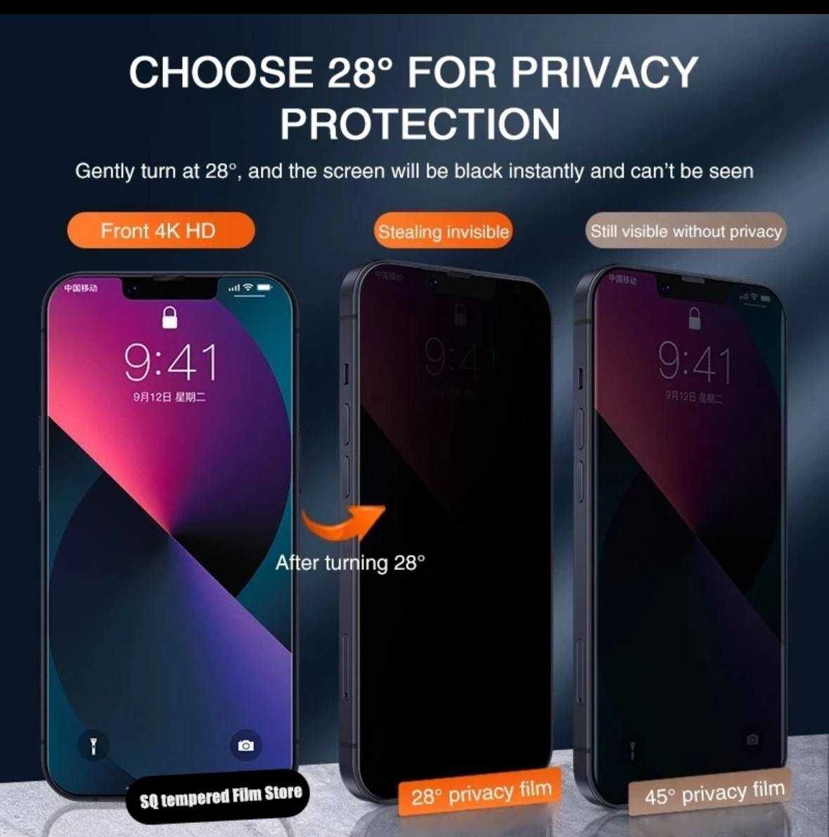 Szkło hartowane ANTI SPY do iPhone 14 Pro.