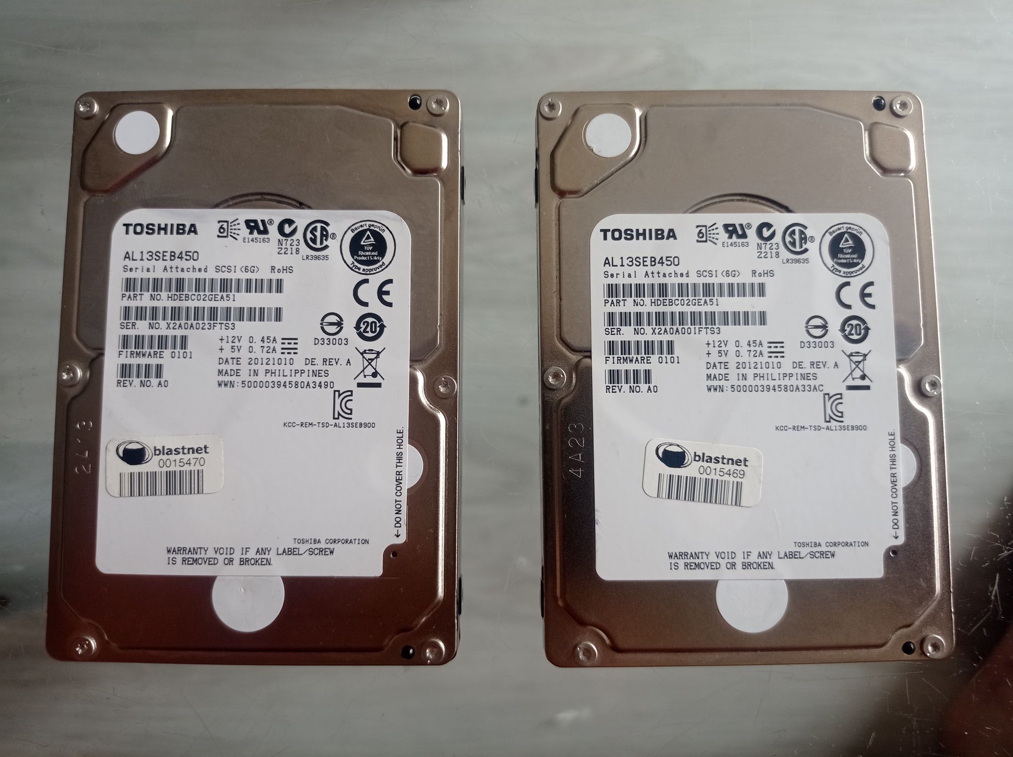 Dysk HDD Toshiba 450GB 2,5" SAS HDEBC02GEA51 AL13SEB450 2szt.