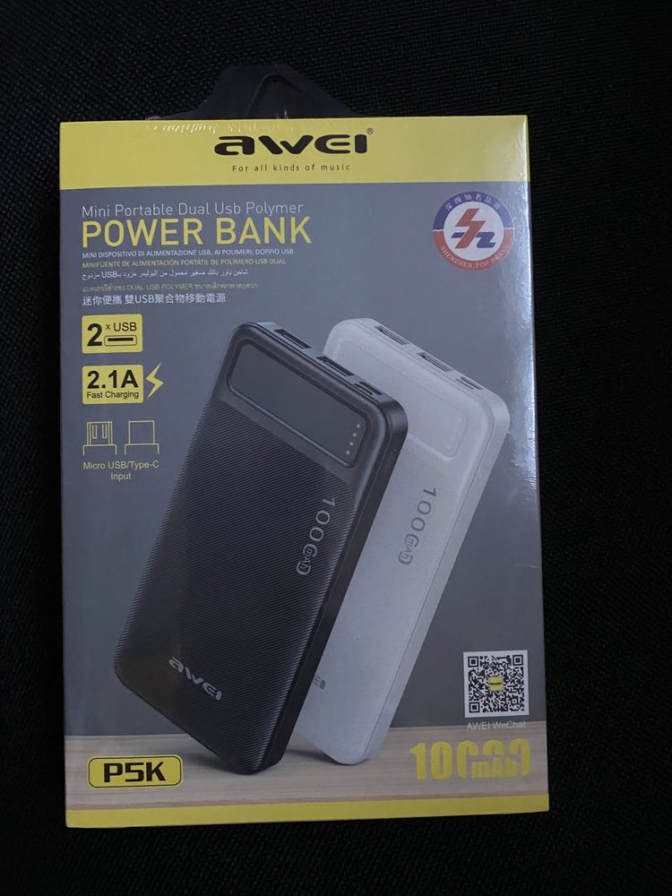 Павер банк 10000 Power bank awei - 10000 ма/ч - портативно