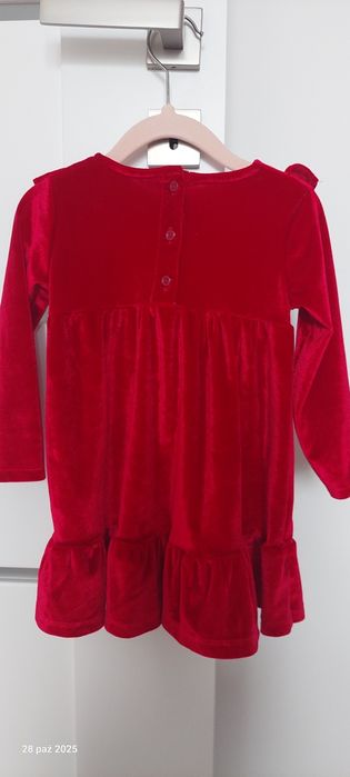 Czerwona sukienka welurowa 86 cm