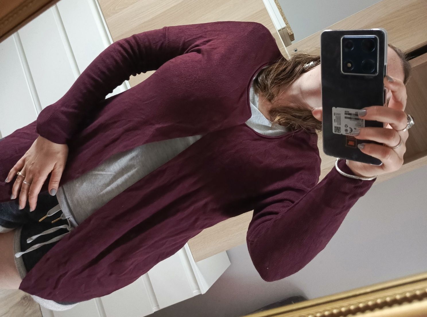 Sweter narzuta kardigan bordowy damski rozmiar 44 esmara