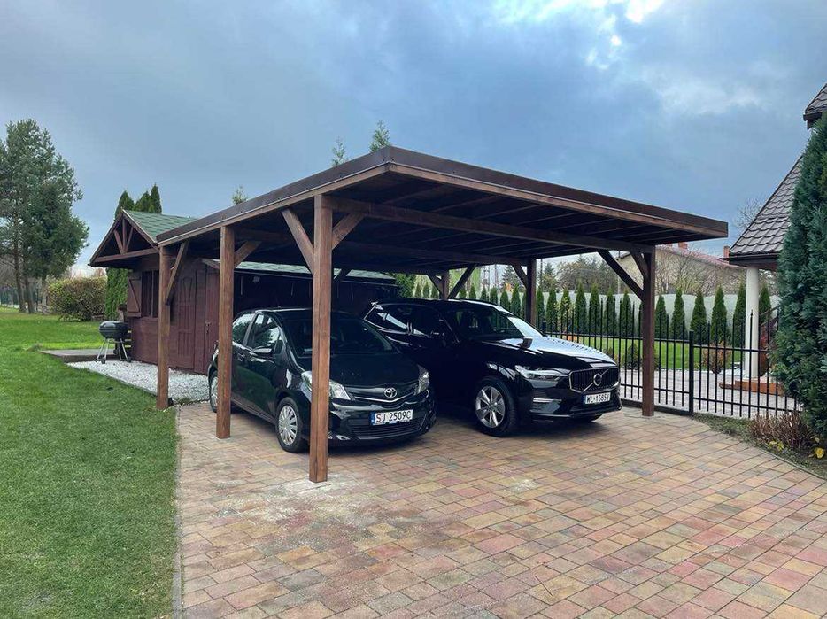 Wiata garażowa drewniana dwustanowiskowa PRODUCENT