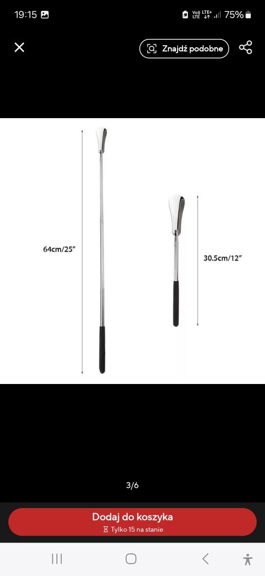 Łyżka do butów teleskopowa 25-63cm