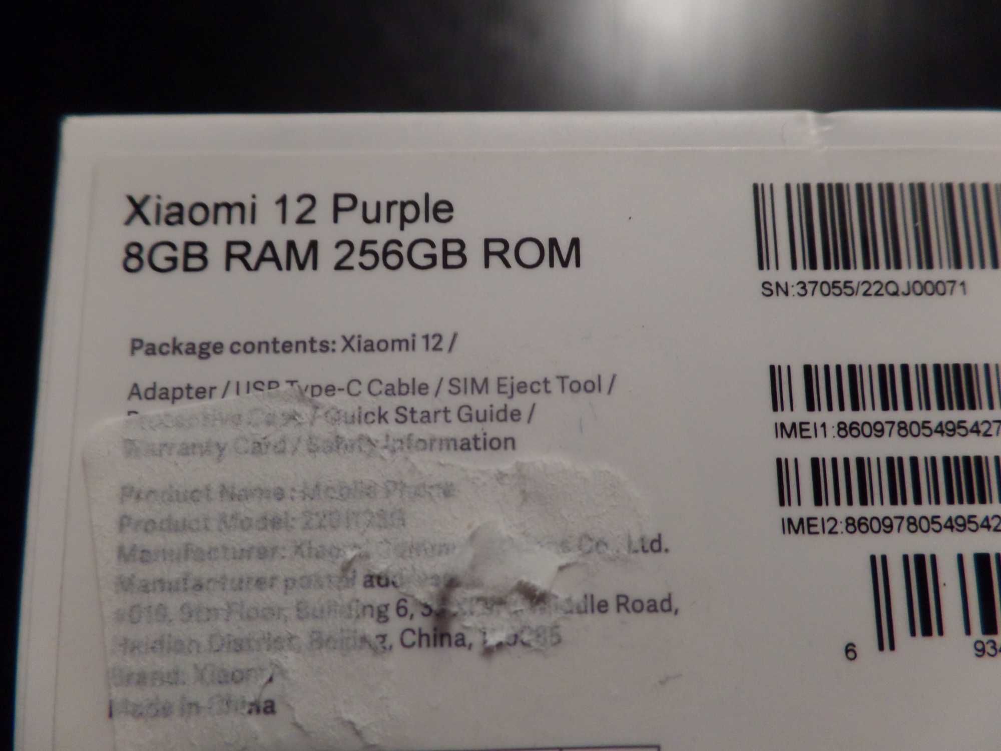 Xiaomi 12 Purple 8GB/256GB – NOVO e SELADO!