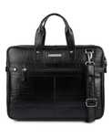 Torba skórzana elegancka croco laptop 15"6 aktówka czarna A4