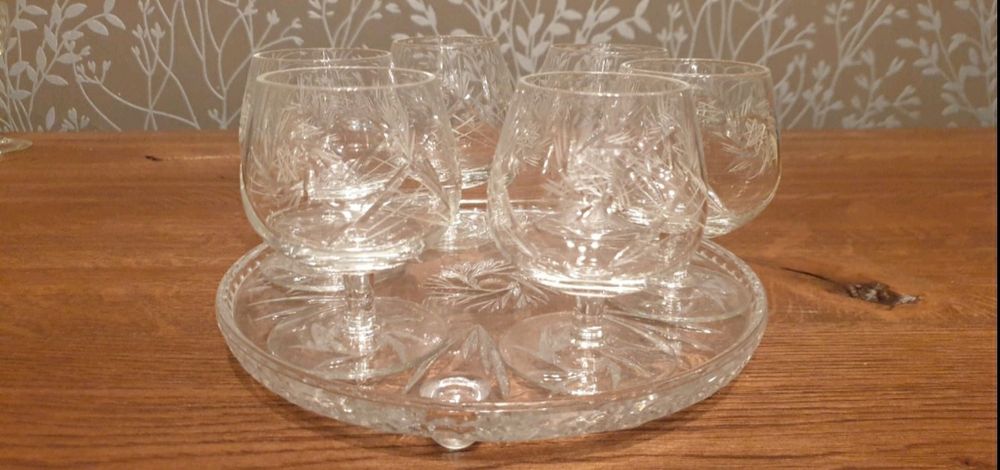 zestaw okolicznościowy, kieliszki do trunków, popielnice, KRYSZTAŁ