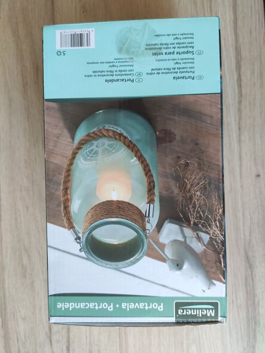 Decoração praia - porta velas e caixa