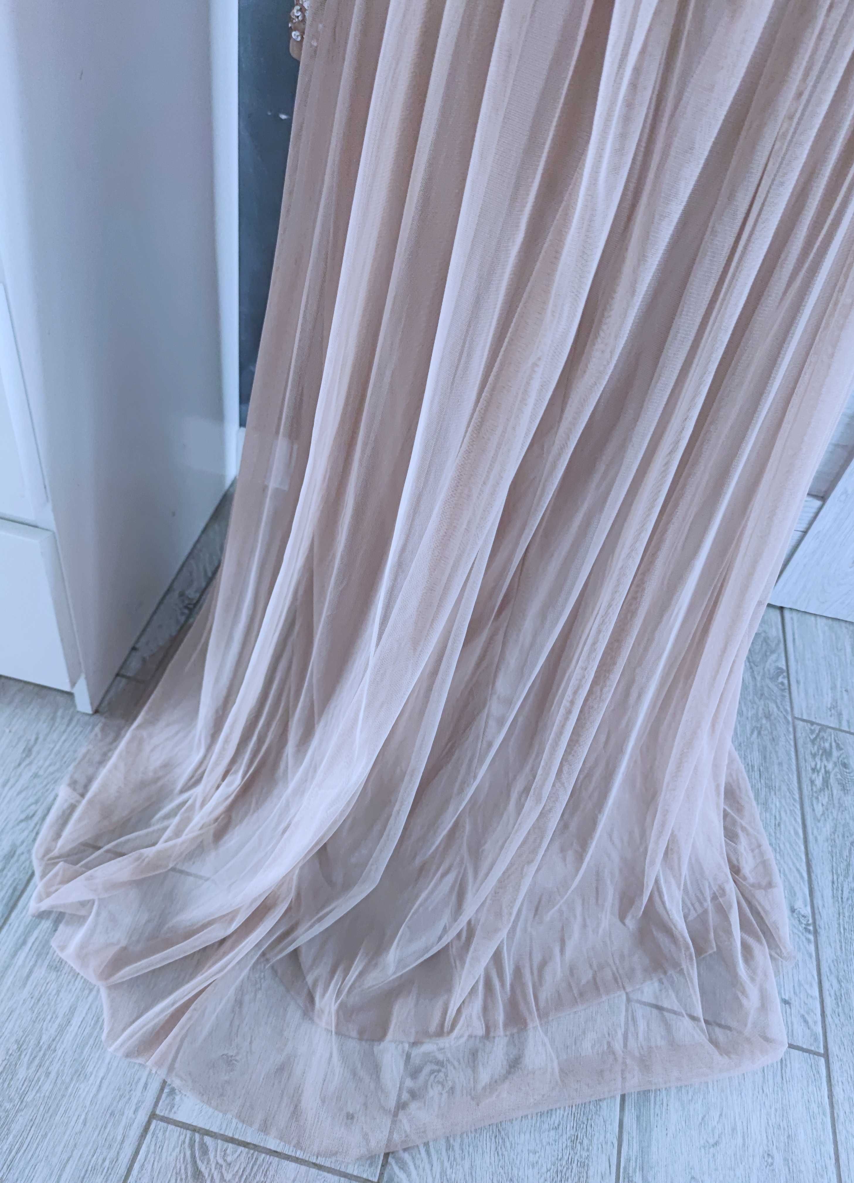 długa tiulowa suknia wieczorowa balowa rozmiar xxl 44 na bal wesele