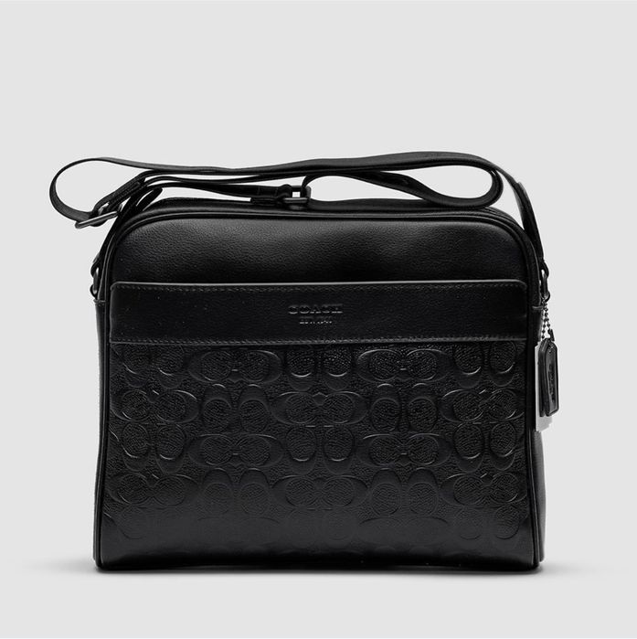 Сумка мужская Coach Charles Camera Crossbody Messenger Bag Textured Bl