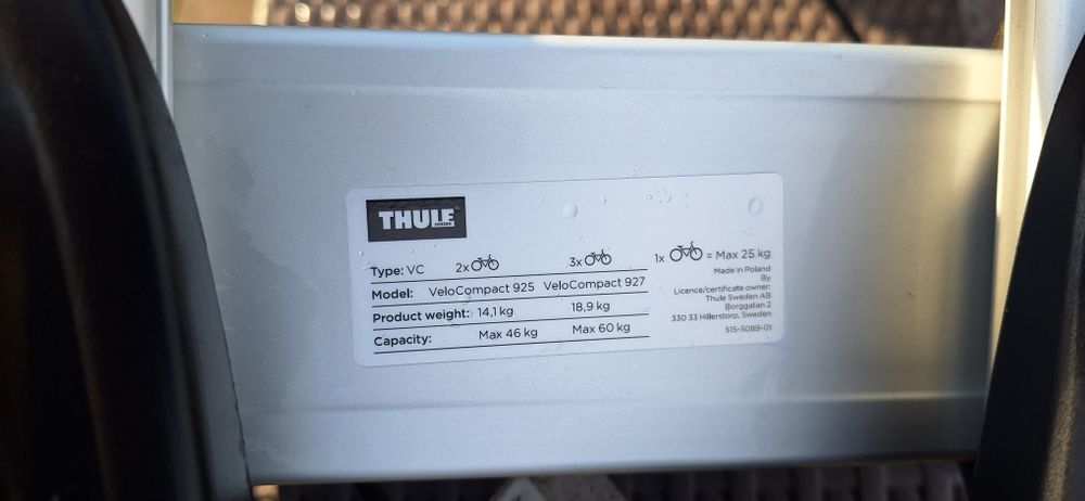 Bagażnik rowerowy thule velocmpakt 925