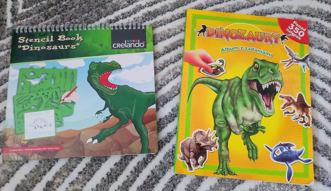 Dinozaury album z naklejkami i szablony do rysowania