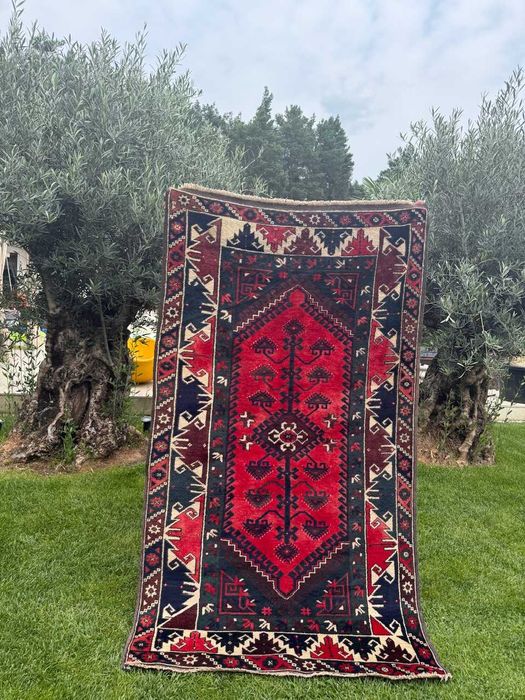 Vintage Wełniany Kazak Kaukaz dywan Kaukazki r.tkany 196x110 gal.7 tyś