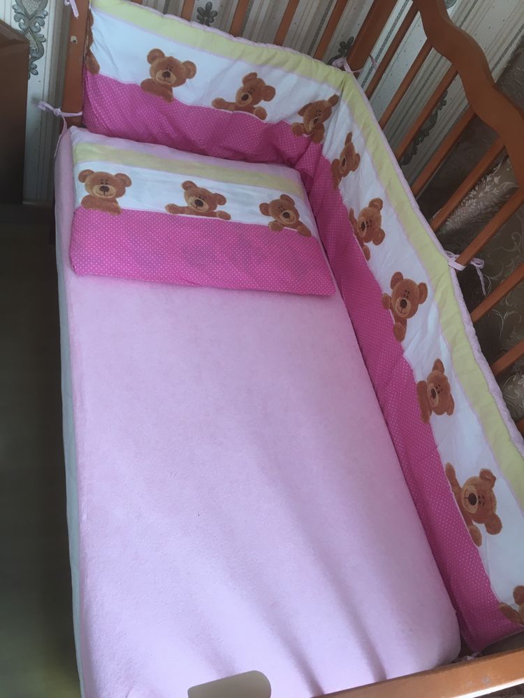 Дитяча білизна для ліжка наволочка бортики подушка покривало простинь