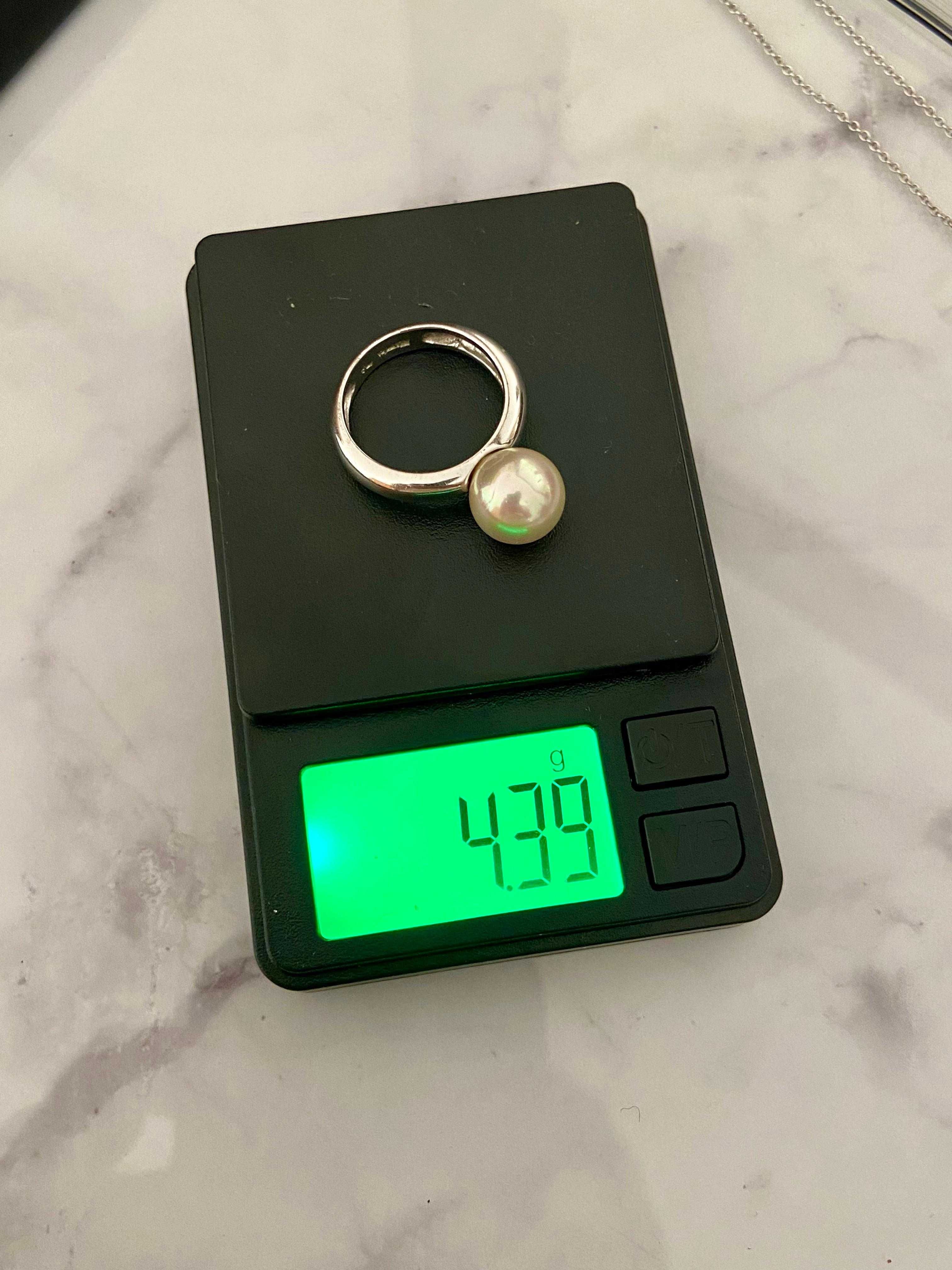Anel de Prata Sólida com Pedra Estilo Pérola