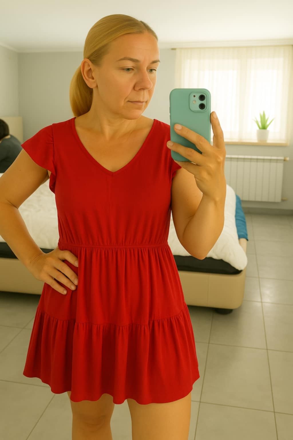 Czerwona sukienka marki Diverse Red Line Xs-zwiewna idealna na lato