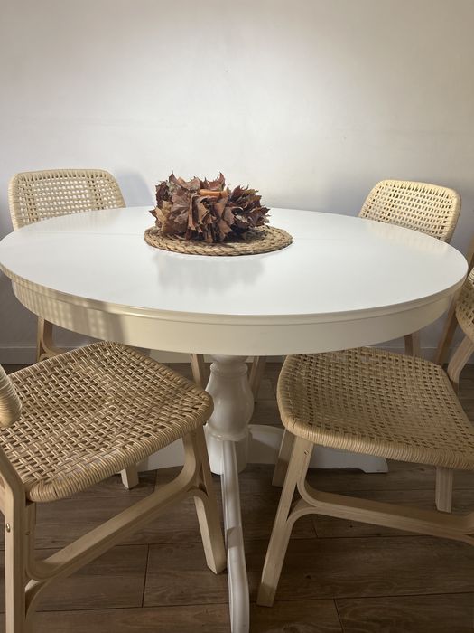 Stół ikea okragł, biały INGATROP