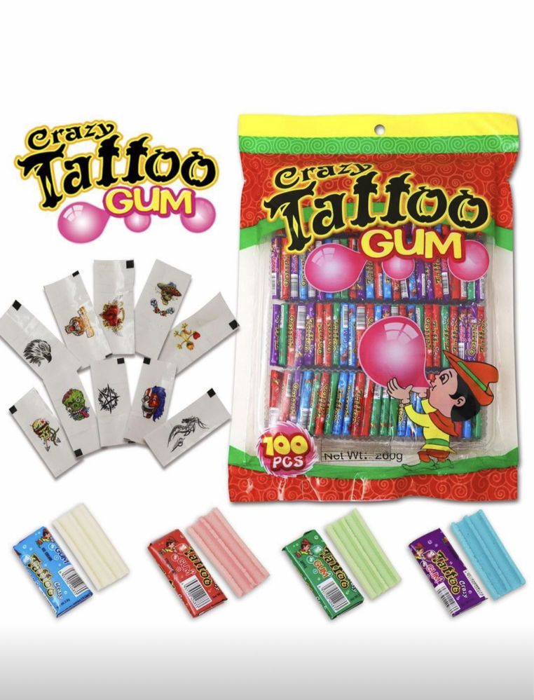 Жевательная резинка  Crazy Tattoo GUM Жувальна гумка Тату Гам 100 шт.