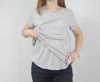 wiskozy ciążowa szara koszulka do karmienia piersią s 36 krótki rękaw