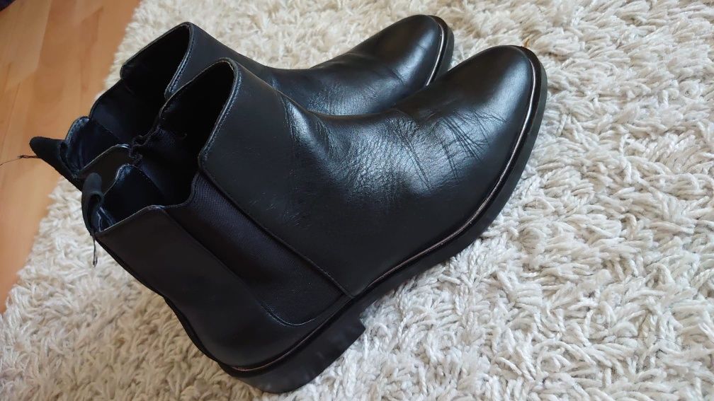 Zara Woman Skórzane botki Sztyblety r 36 wsuwane