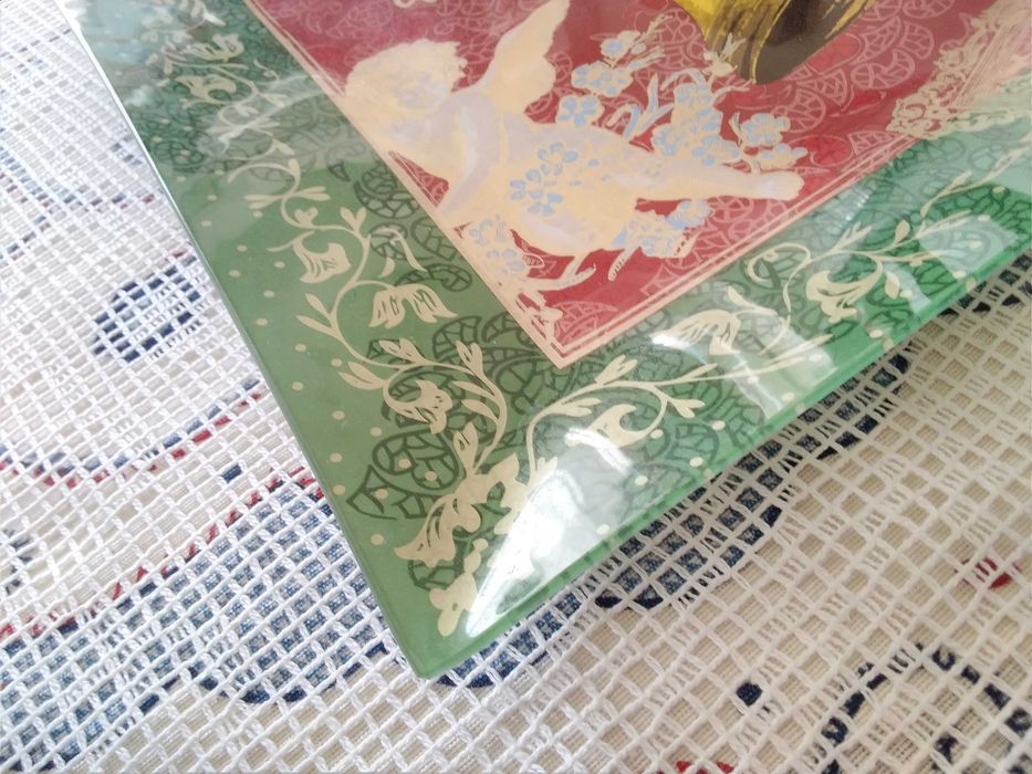 Tabuleiro em vidro de Natal Sinos Merry Christmas