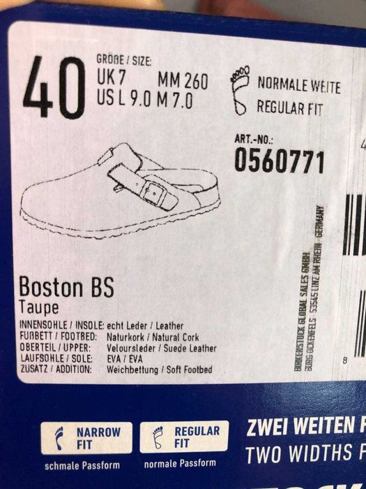 Birkenstock Boston шлепки р37-24 см  р 40 -26 см  оригинал