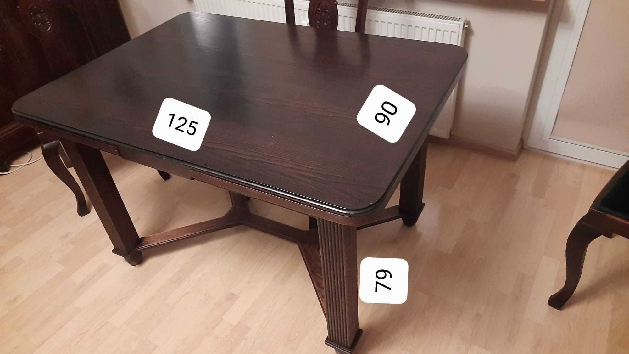 Antyki - zestaw - kredens, komoda, stół, 6 krzeseł