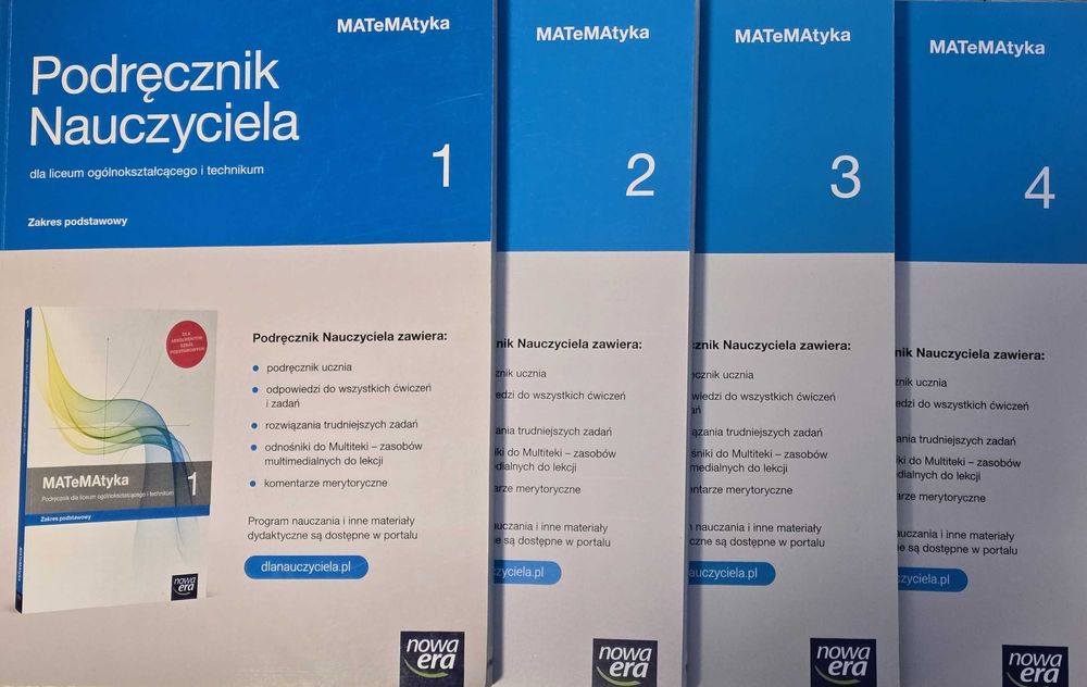 Matematyka podręczniki nauczyciela 1, 2, 3, 4 NOWA ERA NOWY komplet