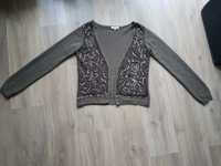 Essentiel Antwerp sweter khaki wzór z cekinów Wełna jagnięca Angora L