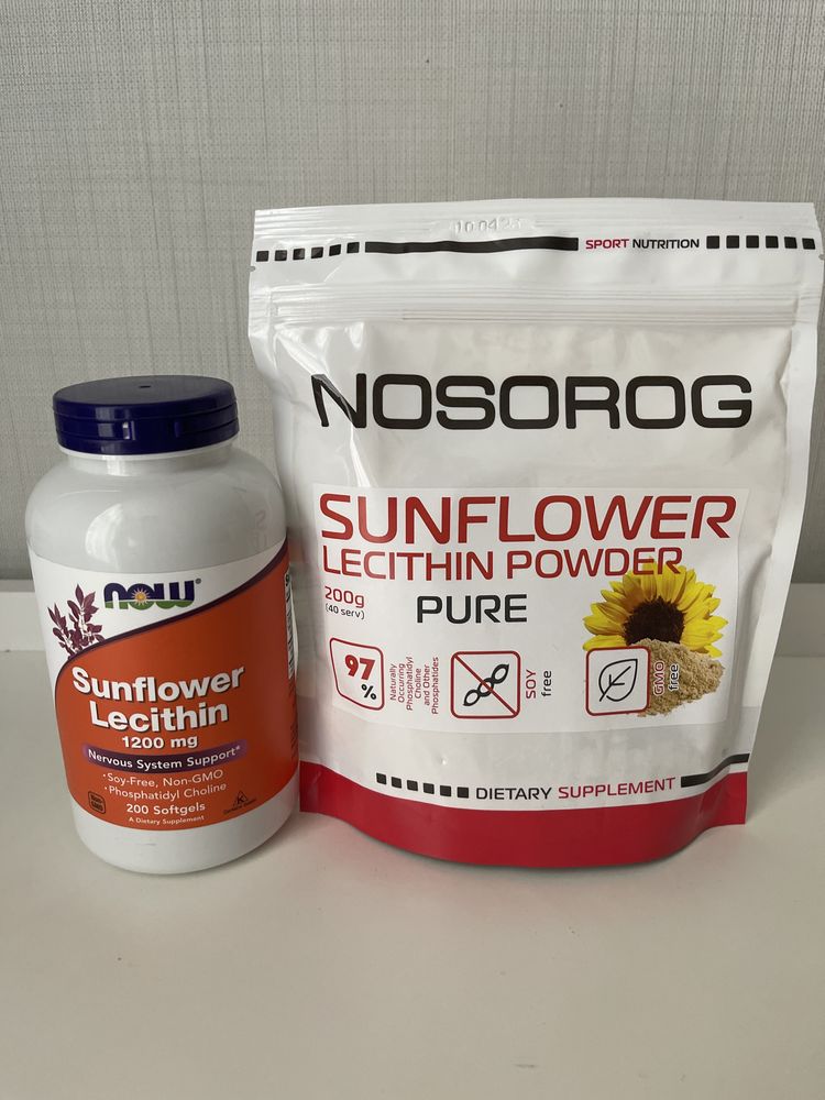 Лецитин Nosorog Sunflower Lecithin Powder 200гр, Now, Solgar