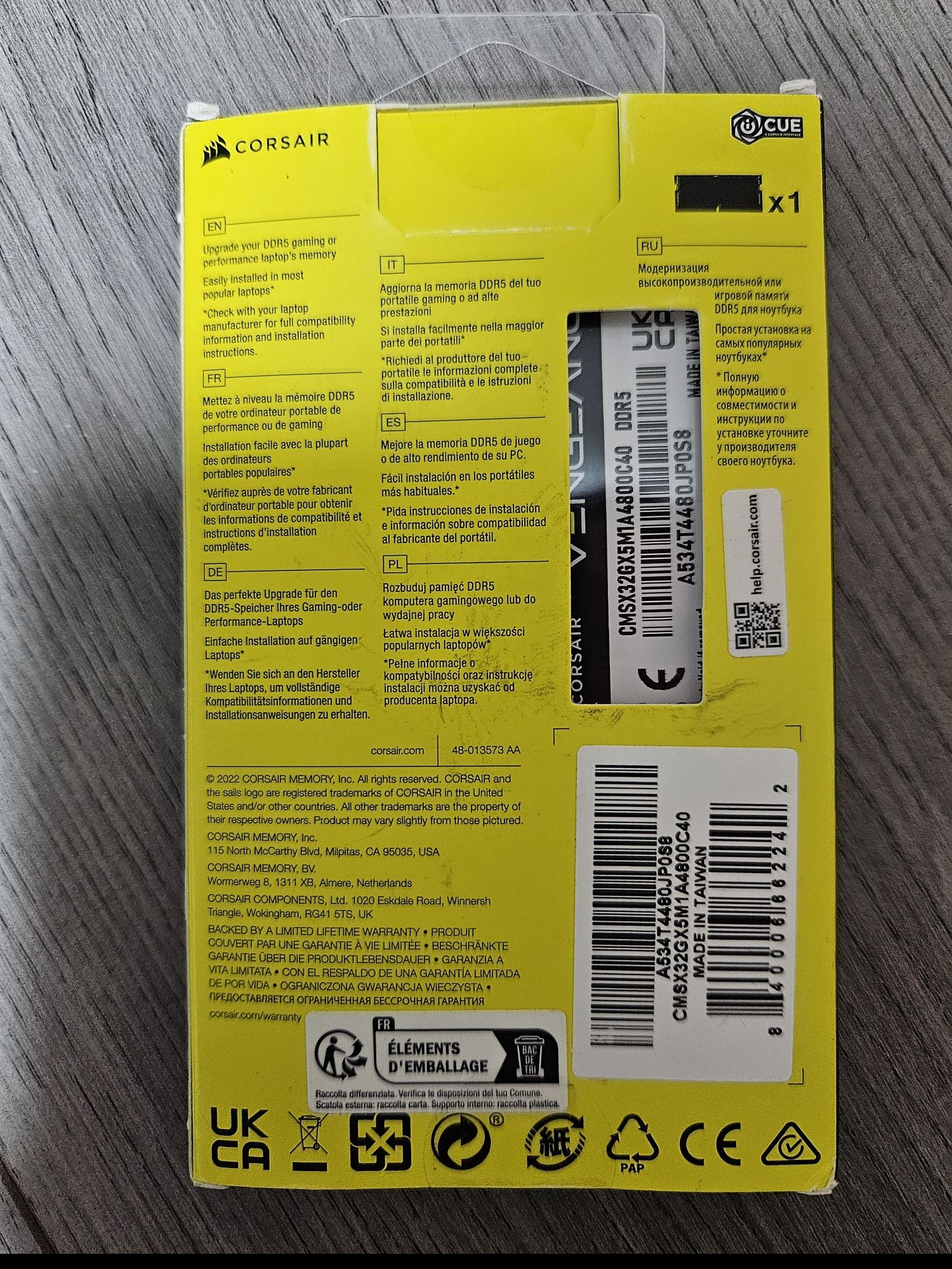 Corsair Vengeance SODIMM DDR5 32 GB 4800MHz