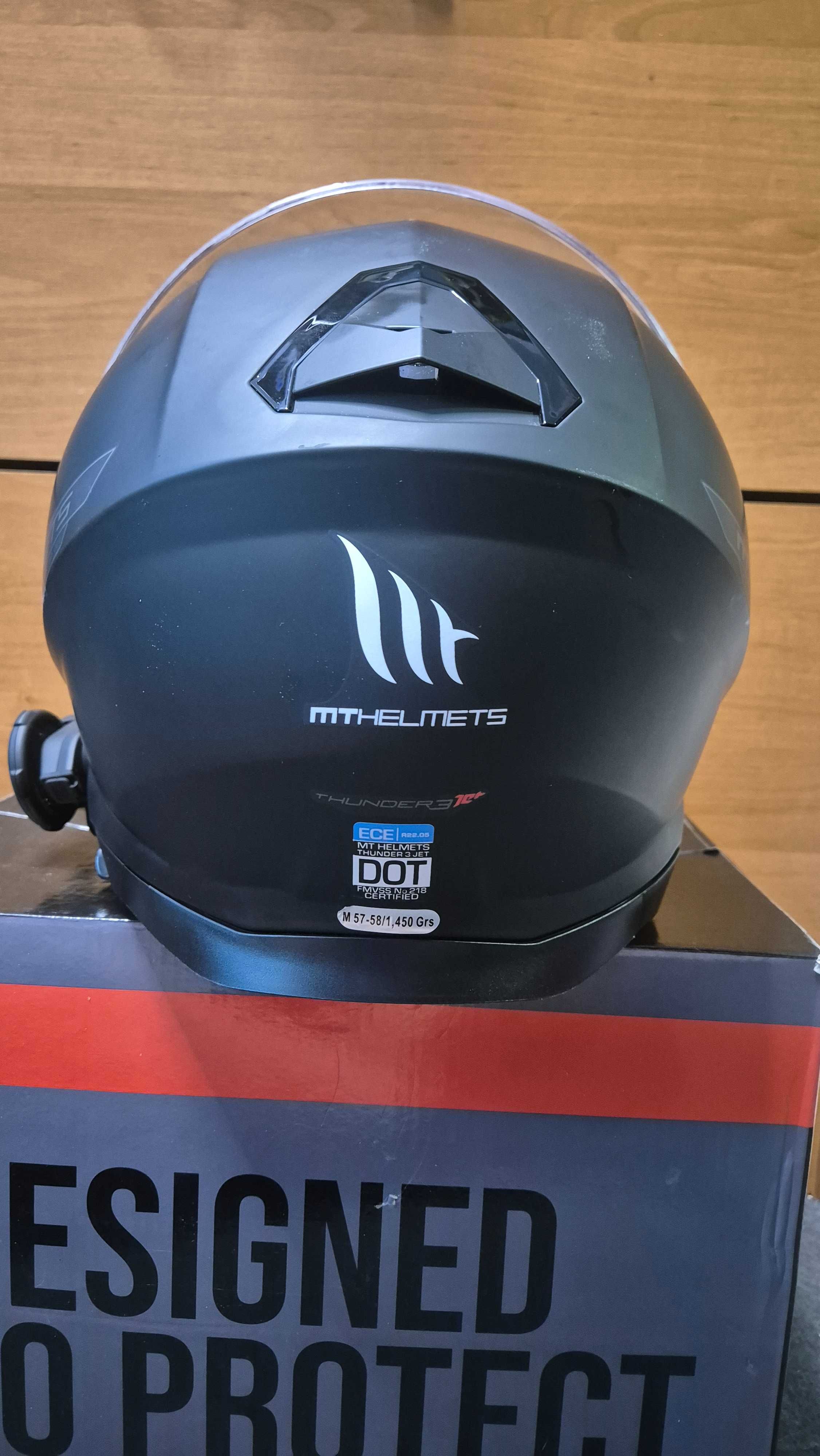 Kask MT Thunder 3 JET + Intercom Freedconn T-Max S. Rosmiar M 57-58