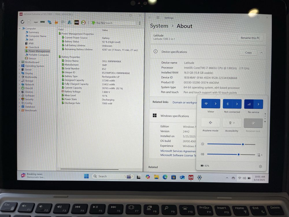 Планшет, ноутбук Dell Latitude 7200 (5290), FHD 4G/LTE!/i7/8665/16/512