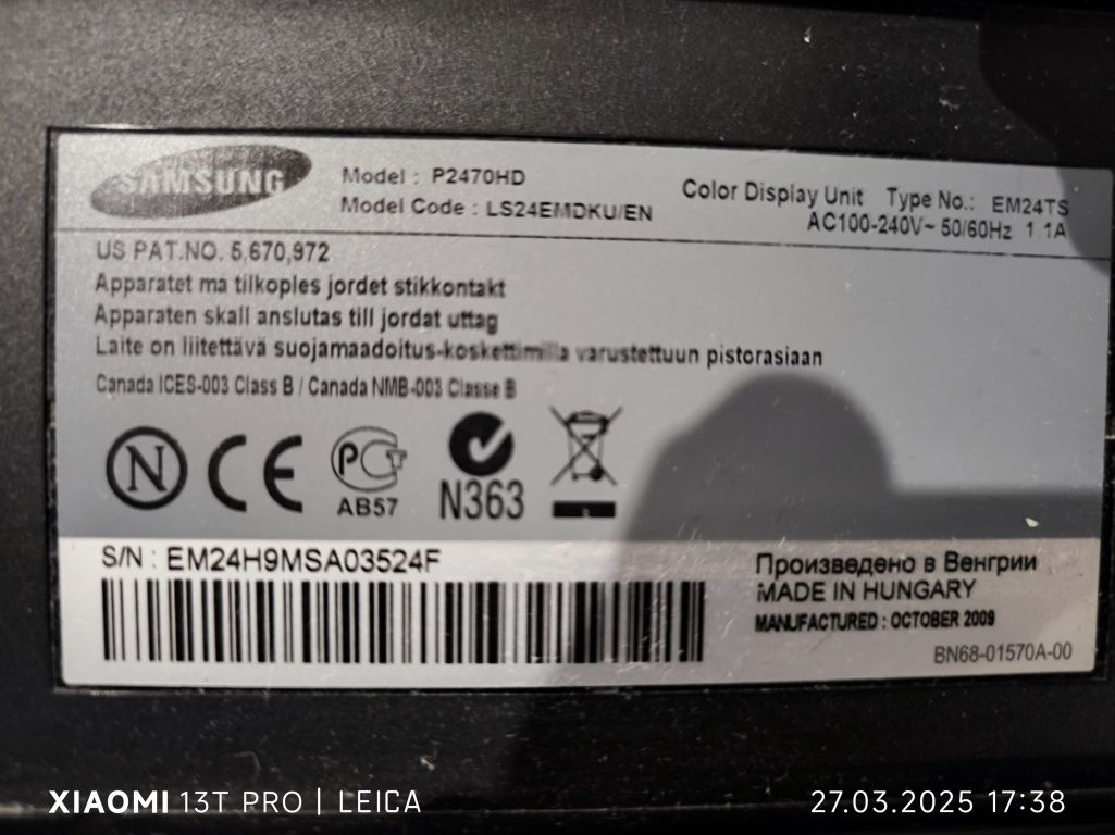 Telewizor Samsung 24"+wieszak+dekoder