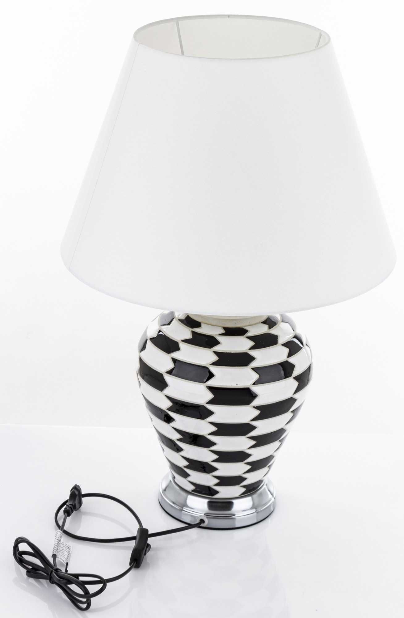 Stołowa lampa ceramiczna klasyczna czarno-biała lampka nocna 159069
