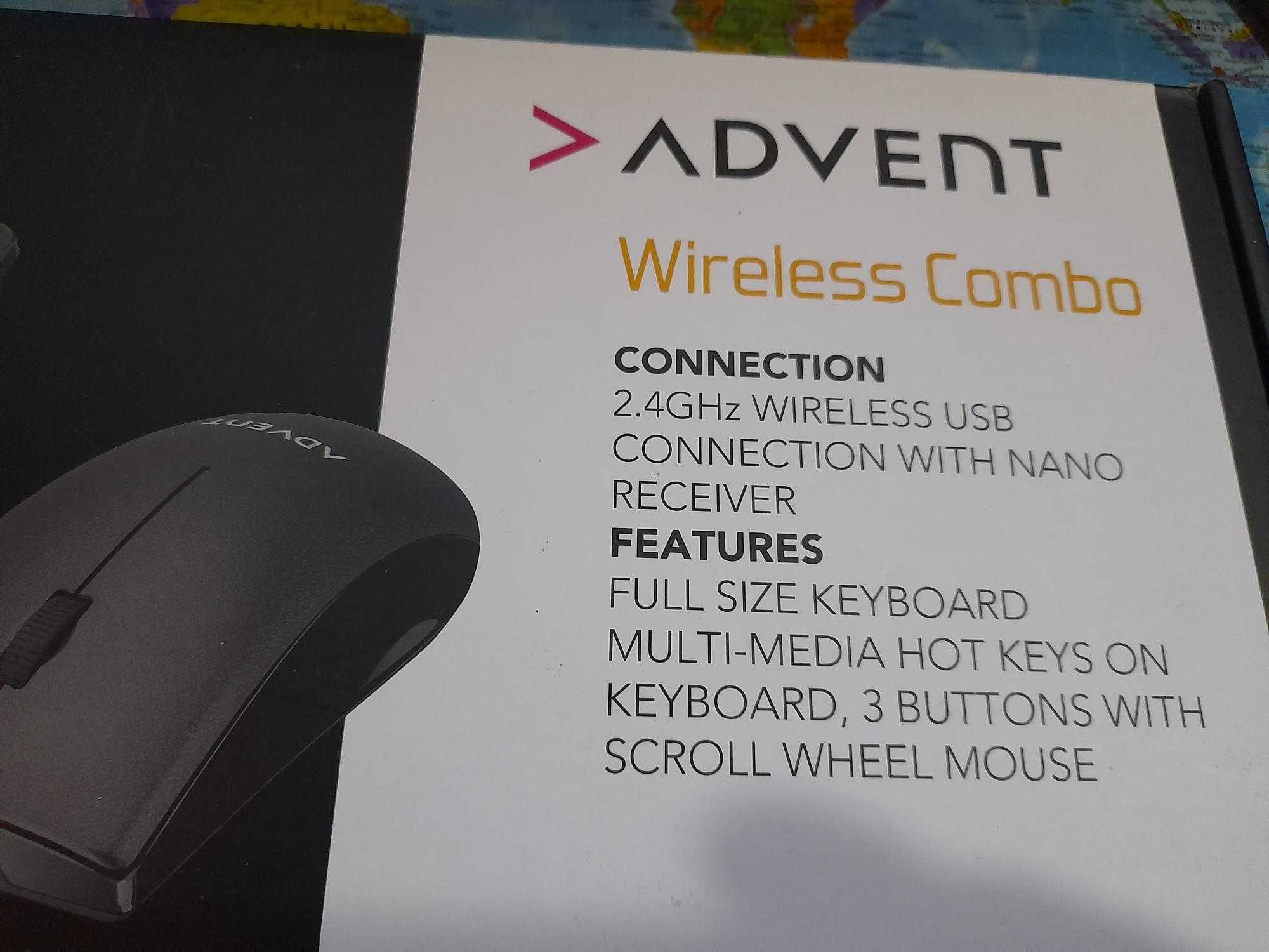 Bezprzewodowy zestaw Advent (klawiatura + mysz+ USB)