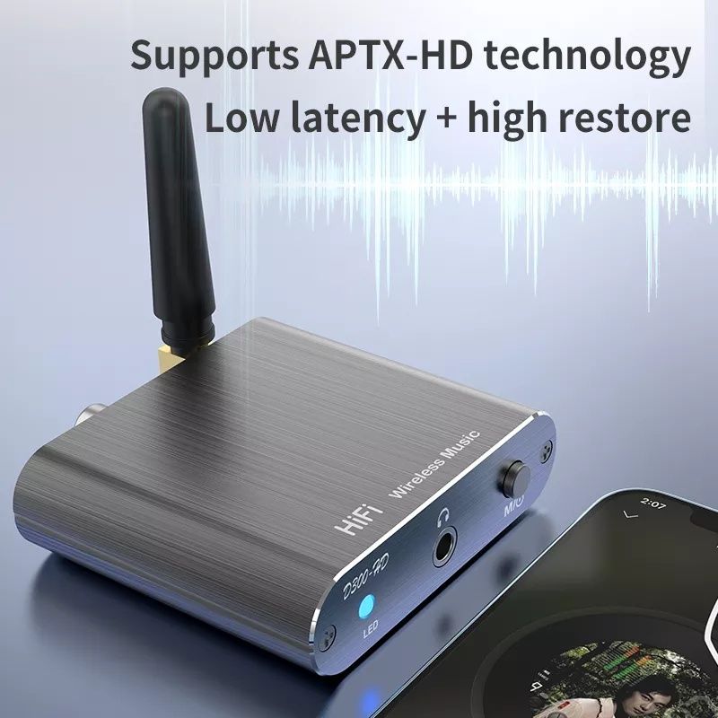 Музыкальный ресивер aptX-HD, Bluetooth 5.2. Адаптер AUX, Toslink.