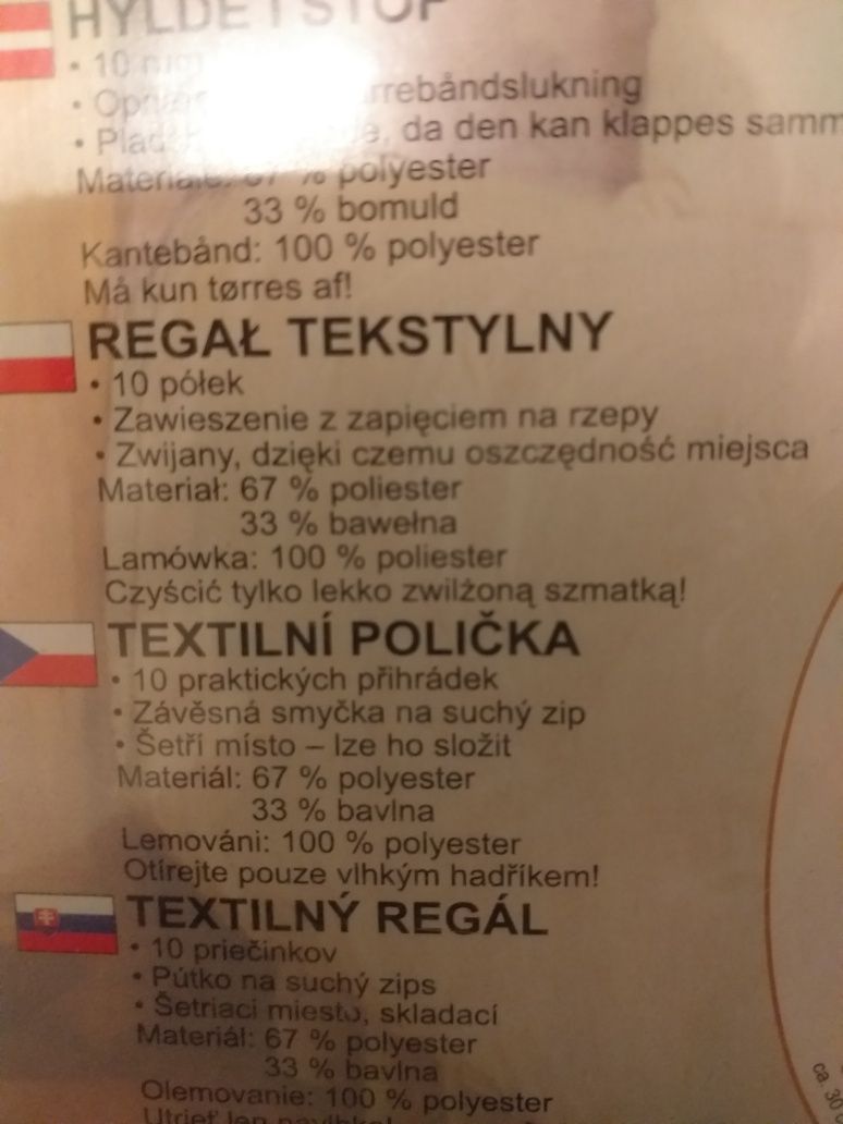 Regal tekstylne zawieszany