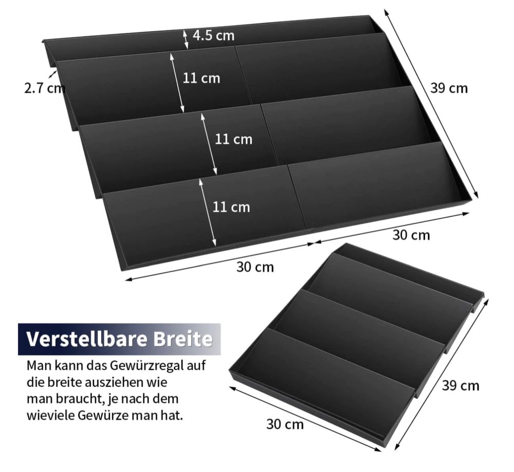 wysuwana wkładka do szuflady na przyprawy od 30 do 60 cm