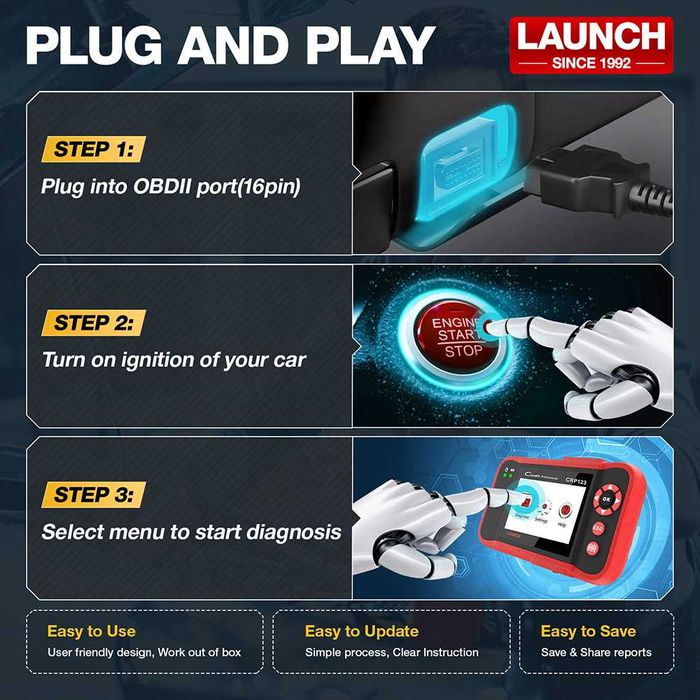 Komputer interfejs diagnostyczny Launch CRP123 dożywotnia aktualizacja